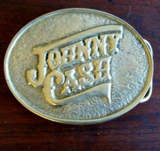Vintage 1970s Johnny Cash Brass Belt Buckle - Fan Club,  Hendersonville Tn