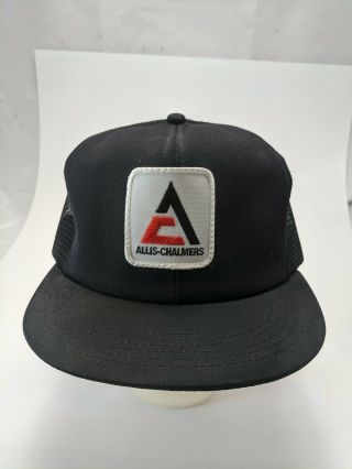Vintage Allis Chalmers Black Snapback Trucker Hat Cap Mesh Patch K - Produts Usa