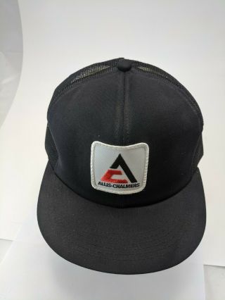 Vintage ALLIS CHALMERS Black SnapBack Trucker Hat Cap Mesh Patch K - Produts USA 2