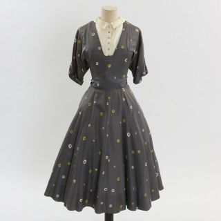 Vintage 1950s Mckettrick Novelty Print Dress Uk 10 12 S M