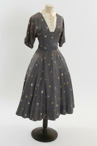 Vintage 1950s McKettrick novelty print dress UK 10 12 S M 2