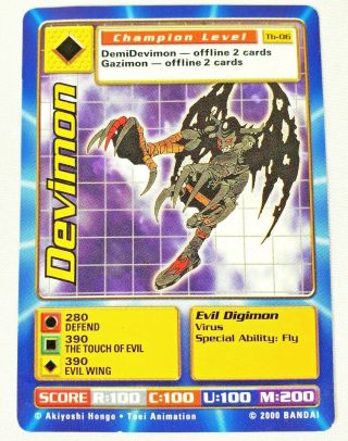 Digimon Card 2000 Devimon Tb - 06 Bandai Card Rare Taco Bell Vg To Ex Ungraded