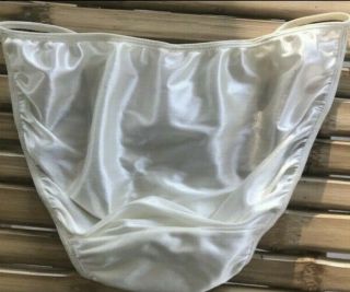 Vintage Panties Victoria ' s Secret Second Skin Satin White String Bikini Panty L 3