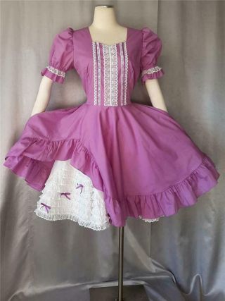 Country Cutie 1960s Vintage Ruffled Full Circle Skirt Cottage Core Dress