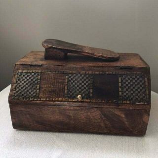 Antique Wood Shoe Shine Valet Box