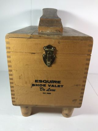 Vintage Esquire Shoe Valet De Luxe Wooden Shoe Shine Box W/ Supplies