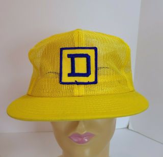 Vtg Louisville Square D Yellow All Mesh Snapback Trucker Hat Cap Made Usa