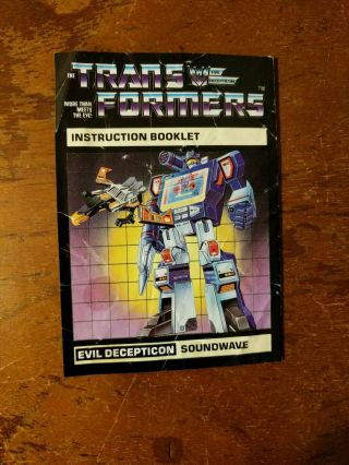 1984 Transformers G1 Soundwave Instruction Booklet