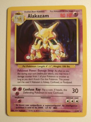 Alakazam Base Set Rare Pokemon Card Holo