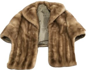 Vintage Natural Brown Mink Fur Stole Cape Shawl Blonde - Brown Size Medium