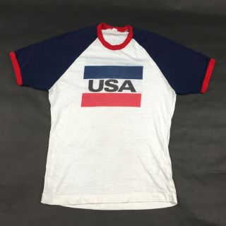 Vintage 80s Levi’s Usa Olympics Raglan T - Shirt Single Stitch Sz Medium?