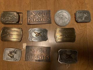 Vintage Colt Remington Smith And Wesson Peters Firearms 10 Belt Buckles