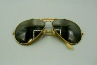 10/29 Large Vintage B&l Bausch Lomb Gold Aviator Sunglasses Ray Ban Usa 62 14