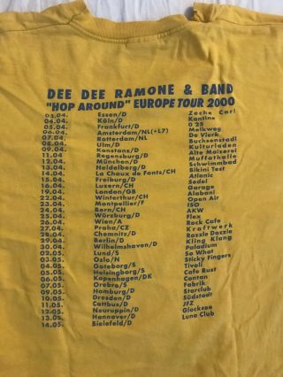 Dee Dee Ramone Vintage Tour T Shirt Yellow