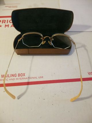 Vintage Pair Gold Plated Eye Glass Spectacles 1 Bifocal Octagon Cut