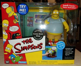 Simpsons Playmates Interactive Comic Book Shop Set With Comic Book Guy,  Nip (9h)