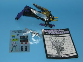 1984 Transformers G1 Kickback With Instruction Booklet,  Decals & Accessory Part