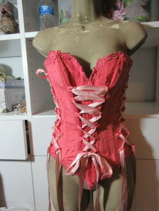 Vintage Pink Silk Bustier W/ribbon Corset Camisole Top Custom
