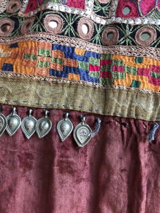 VINTAGE VELVET AFGHAN STYLE DRESS W/ MIRRORS AND EMBROIDERY 3