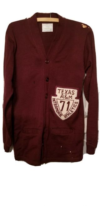 Vintage Texas A&m Cardigan Letterman Sweater 1950s Oshmans Athletics