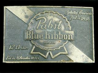 Sf05168 Vintage 1970s Pabst Blue Ribbon Beer Advertisement Belt Buckle