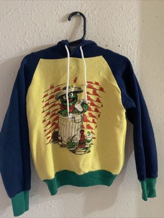 Vintage 80’s Sesame Street Youth Hoodie M.  The Muppets Inc Oscar The Grouch