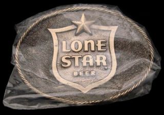 Mi09168 Nos Awesome Vintage 1970s Lone Star Beer Shield Logo Beer Buckle