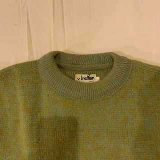 Vintage 1970’s Indian Brand Sportswear Men’s Green/blu Crew Neck Sweater Size L
