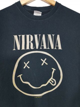 Nirvana 1992 Band T Shirt Size S Vintage Kurt Cobain 90s Gildan Smiley Face 2