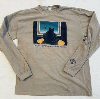Art Crazy Shirts B Kliban Kona Cat Coffee Dyed Long Sleeve T - shirt M 2