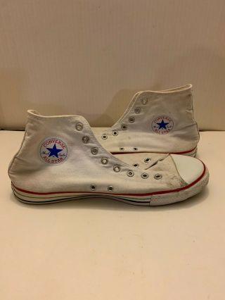 Vtg Converse Chuck Taylor All Star Hi - Top White Size 13 Made In Usa