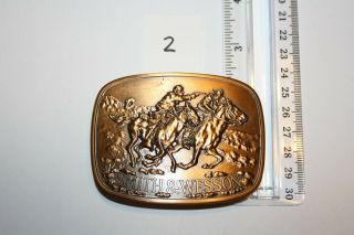 1981 Smith & Wesson " The Horse Thief " Model 675 Solid Brass Belt Buckle