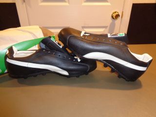 Vintage Puma All Turf Black Leather Athletic Cleats Trainer Shoes Size 9.  5