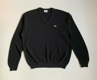 Mens Lacoste Vintage V - Neck Sweater Size 5 (m - L) Black