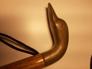 Vintage Brass Duck Head with Wood stick and Brass Shoe Horn Heavy 22 