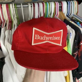 Vintage 70s 80s 90s Corduroy Budweiser Snap Back Hat