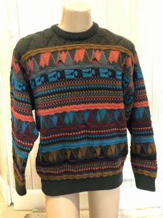 Vintage 80’s 90’s Geccu Pure Knit Wool Cosby Sweater M Made In Australia Coogi