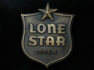 Qi11149 Nos Vintage 1981 Lone Star Beer Brewing Company Brasstone Buckle