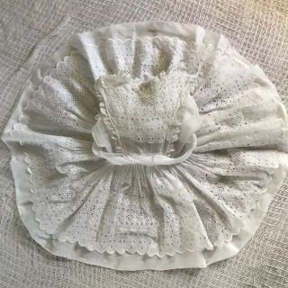 Vintage 50s Girls Sheer Embroidered White Eyelet Full Circle Skirt Dress Sz 2/3