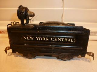 Marx O - Gauge Train York Central Tin 4 - Wheel Tender w/ Black Searchlight 3