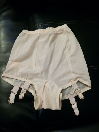 Vintage Luxite Lux - Eez Nylon Pink Panty W/ Garters Pants Panties Sz Small
