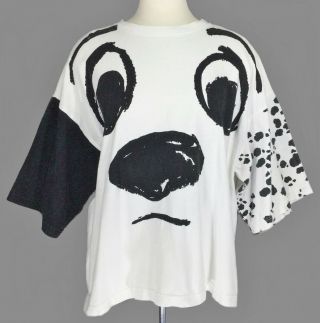Vtg 80s 90s 101 Dalmatians Disney Dog Face All Over Print Boxy Crop T Shirt Xl