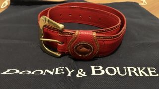 Vintage Dooney And Bourke Leather Vintage Red And Tan Duck Belt Size Medium