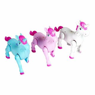Set Of 3 Prancing Magical Unicorns With Sound 7 Inch Toys,  Pink White And Blue
