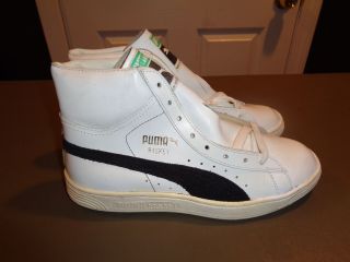 Vintage Puma Basket Mens White Athletic Basketball Hi - Top Trainer Shoes Size 5