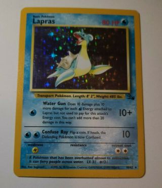 Pokemon Tgc - Lapras - Holo - Rare 1999 Pokemon Card - 10/62 - Fossil Set