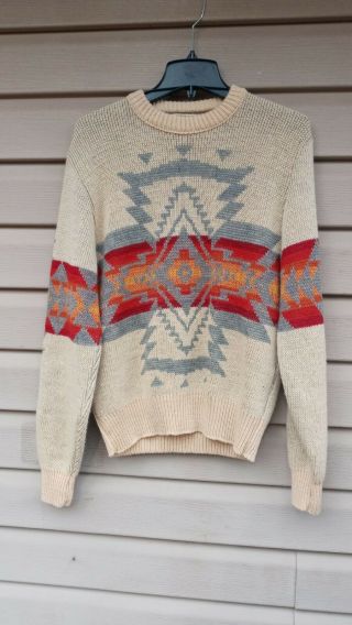 Vintage 70s Pendleton Aztec Navajo Native American Wool Sweater Size S