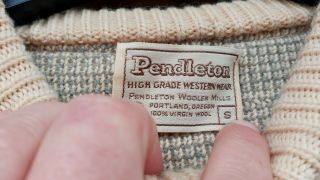 Vintage 70s Pendleton Aztec Navajo Native American Wool Sweater Size S 3