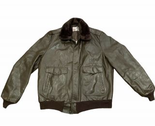 Vintage 70s Sears Leather G1 Flight Bomber Jacket Military Mutton Collar