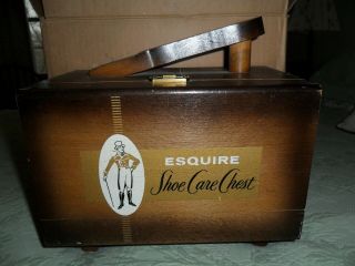 Vintage Esquire Shoe Care Chest Shoe Shine Box With Accessories